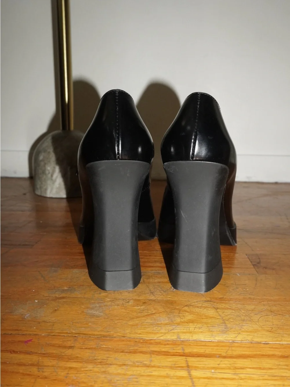 Agl Black Leather Mary Jane Platform Pumps